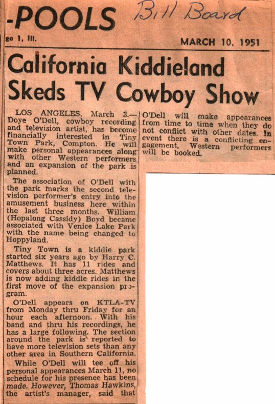 From Billboard - Doye O'Dell financially interested in TT 1951